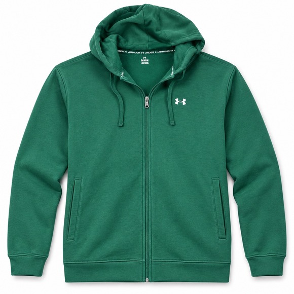 Under Armour Tops - Under Armour Womens Rival Terry Full Zip Hoodie Green Size Medium Logo Athletic